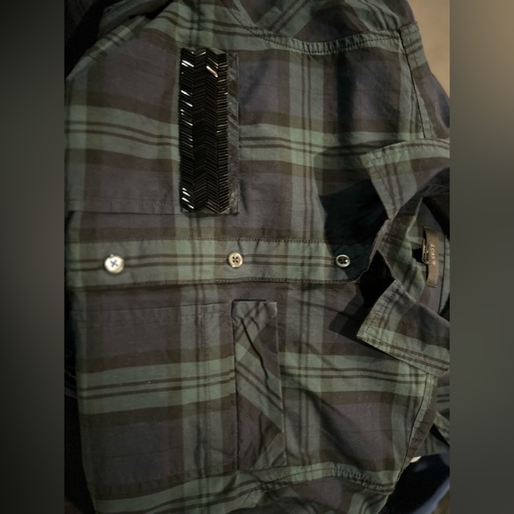 J Crew pullover long sleeve plaid beaded sequin pocket, half button down shirt - Picture 6 of 10